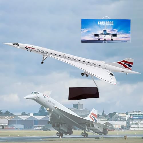 DKHOUN 19,6" 1/125 Modell Jet Modelle Flugzeug Air France Concorde Flugzeug Modell Diecast Collectibles Harz Flugzeug Modell für Sammlung oder Geschenk,Ordinary British Airways von DKHOUN