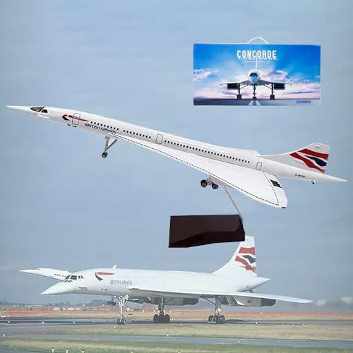 DKHOUN 19,6" 1/125 Modell Jet Modelle Flugzeug Air France Concorde Flugzeug Modell Diecast Collectibles Harz Flugzeug Modell für Sammlung oder Geschenk,Ordinary British Airways von DKHOUN