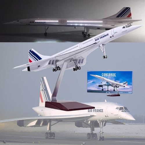 DKHOUN 19,6" 1/125 Modell Jet Modelle Flugzeug Air France Concorde Flugzeug Modell Diecast Collectibles Harz Flugzeug Modell für Sammlung oder Geschenk,Upgraded Air France von DKHOUN