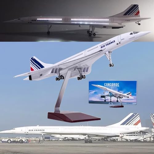 DKHOUN 19,6" 1/125 Modell Jet Modelle Flugzeug Air France Concorde Flugzeug Modell Diecast Collectibles Harz Flugzeug Modell für Sammlung oder Geschenk,Upgraded Air France von DKHOUN