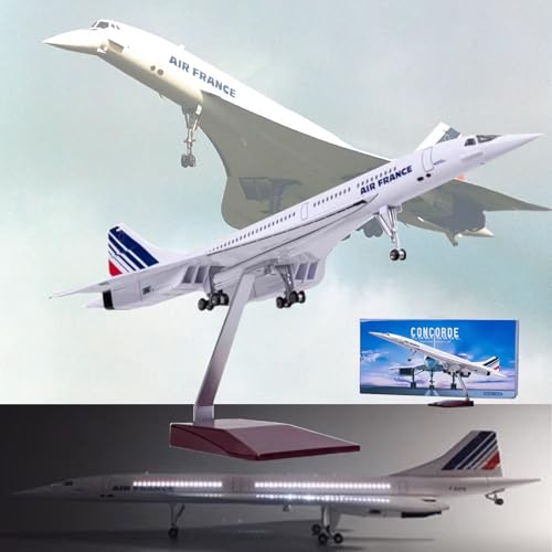 DKHOUN 19,6" 1/125 Modell Jet Modelle Flugzeug Air France Concorde Flugzeug Modell Diecast Collectibles Harz Flugzeug Modell für Sammlung oder Geschenk,Upgraded Air France von DKHOUN