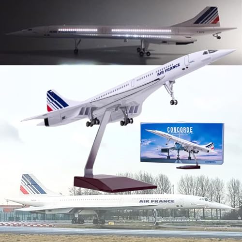 DKHOUN 19,6" 1/125 Modell Jet Modelle Flugzeug Air France Concorde Flugzeug Modell Diecast Collectibles Harz Flugzeug Modell für Sammlung oder Geschenk,Upgraded Air France von DKHOUN