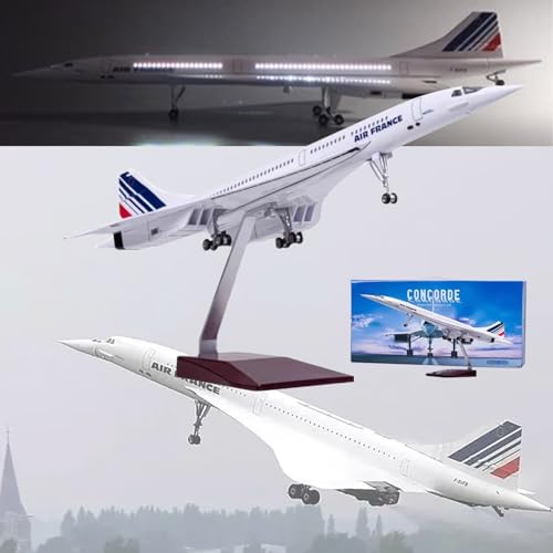 DKHOUN 19,6" 1/125 Modell Jet Modelle Flugzeug Air France Concorde Flugzeug Modell Diecast Collectibles Harz Flugzeug Modell für Sammlung oder Geschenk,Upgraded Air France von DKHOUN