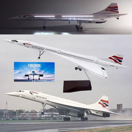 DKHOUN 19,6" 1/125 Modell Jet Modelle Flugzeug Air France Concorde Flugzeug Modell Diecast Collectibles Harz Flugzeug Modell für Sammlung oder Geschenk,Upgraded British Airways von DKHOUN