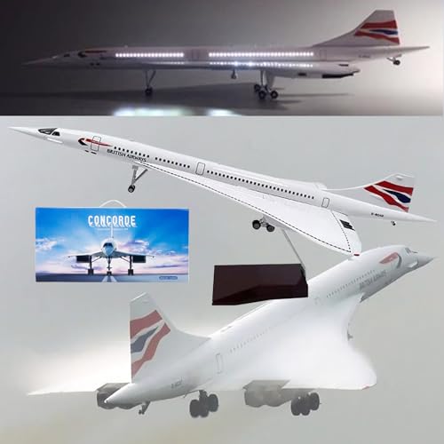 DKHOUN 19,6" 1/125 Modell Jet Modelle Flugzeug Air France Concorde Flugzeug Modell Diecast Collectibles Harz Flugzeug Modell für Sammlung oder Geschenk,Upgraded British Airways von DKHOUN