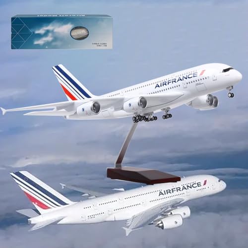 DKHOUN Flugzeugmodell, 18,5 Zoll, Maßstab 1:150, Jet-Modelle, Flugzeug, Air France A380, Flugzeugmodell, Druckguss-Sammlerstücke, Kunstharz-Flugzeugmodell for Sammeln oder Verschenken von DKHOUN