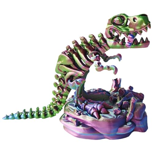 DKIIL NOIYB 3D Gedrucktes Dinosaurierknochen, 3D Tyrannosaurus Skelett mit Beweglichen Gelenken, Flexibel Beweglicher Drache, Drachenei Zappelspielzeug, Heimbüro Dekoration (A3) von DKIIL NOIYB