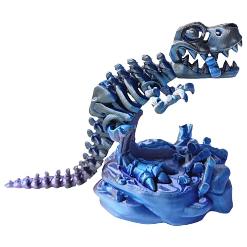 DKIIL NOIYB 3D Gedrucktes Dinosaurierknochen, 3D Tyrannosaurus Skelett mit Beweglichen Gelenken, Flexibel Beweglicher Drache, Drachenei Zappelspielzeug, Heimbüro Dekoration (A5) von DKIIL NOIYB