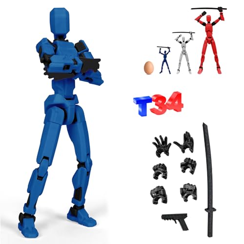 DKIIL NOIYB T13 Action Figure mit 3 Paar Handgesten und 2 Waffen, 34CM Titan 13 Action Figure Roboter, 3D-Druck Beweglichen Figuren mit Mehreren Gelenken（34CM Groß） (34CM Blau) von DKIIL NOIYB