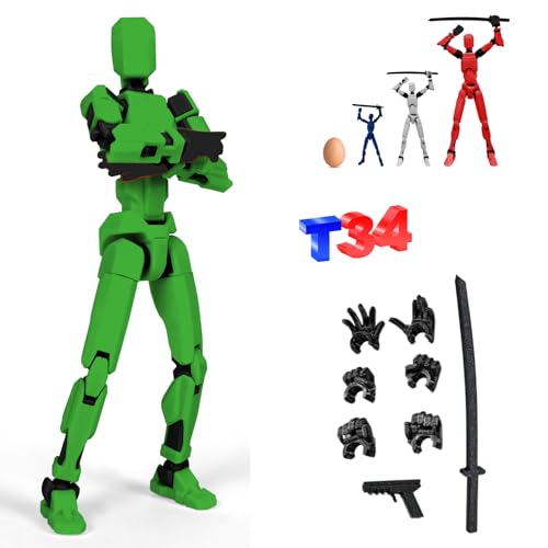 DKIIL NOIYB T13 Action Figure mit 3 Paar Handgesten und 2 Waffen, 34CM Titan 13 Action Figure Roboter, 3D-Druck Beweglichen Figuren mit Mehreren Gelenken（34CM Groß） (34CM Grün) von DKIIL NOIYB