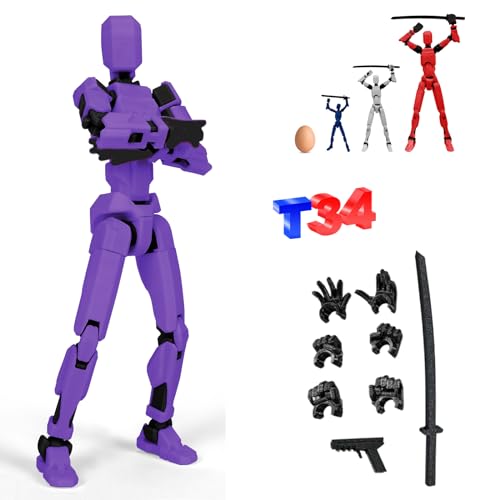 DKIIL NOIYB T13 Action Figure mit 3 Paar Handgesten und 2 Waffen, 34CM Titan 13 Action Figure Roboter, 3D-Druck Beweglichen Figuren mit Mehreren Gelenken（34CM Groß） (34CM Lila) von DKIIL NOIYB