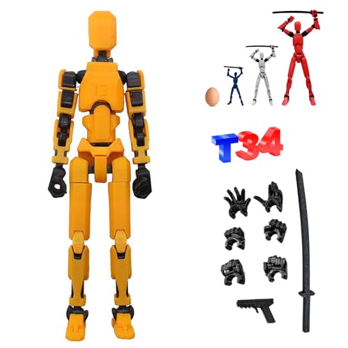 DKIIL NOIYB T13 Action Figure mit 3 Paar Handgesten und 2 Waffen, 34CM Titan 13 Action Figure Roboter, 3D-Druck Beweglichen Figuren mit Mehreren Gelenken（34CM Groß） (34CM Orange Farbe) von DKIIL NOIYB