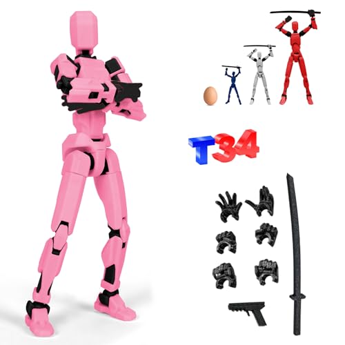 DKIIL NOIYB T13 Action Figure mit 3 Paar Handgesten und 2 Waffen, 34CM Titan 13 Action Figure Roboter, 3D-Druck Beweglichen Figuren mit Mehreren Gelenken（34CM Groß） (34CM Rosa) von DKIIL NOIYB