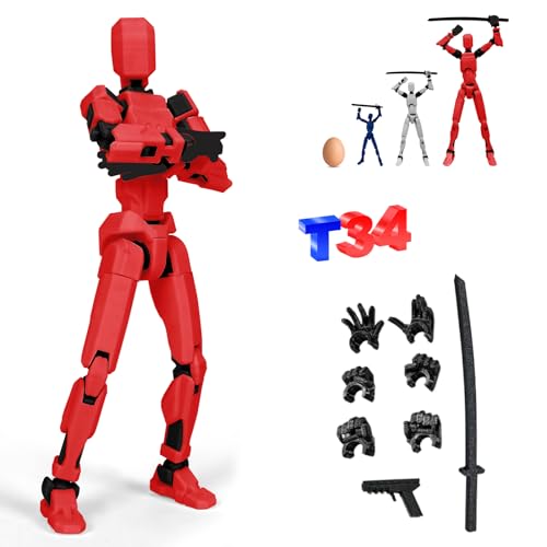 DKIIL NOIYB T13 Action Figure mit 3 Paar Handgesten und 2 Waffen, 34CM Titan 13 Action Figure Roboter, 3D-Druck Beweglichen Figuren mit Mehreren Gelenken（34CM Groß） (34CM Rot) von DKIIL NOIYB