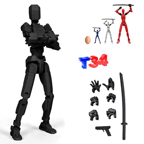 DKIIL NOIYB T13 Action Figure mit 3 Paar Handgesten und 2 Waffen, 34CM Titan 13 Action Figure Roboter, 3D-Druck Beweglichen Figuren mit Mehreren Gelenken（34CM Groß） (34CM Schwarz) von DKIIL NOIYB