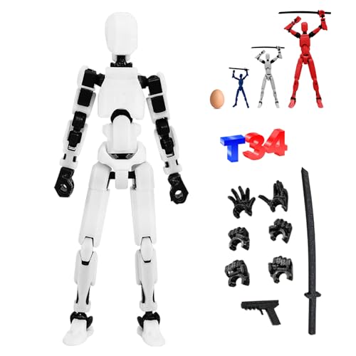 DKIIL NOIYB T13 Action Figure mit 3 Paar Handgesten und 2 Waffen, 34CM Titan 13 Action Figure Roboter, 3D-Druck Beweglichen Figuren mit Mehreren Gelenken（34CM Groß） (34CM Weiß) von DKIIL NOIYB