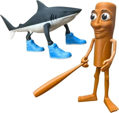 DKIIL NOIYB Tung Tung Tung Tung Sahur, 3D Printed Tralalero Tralala Figure, Italian Brainrot zum Sammeln und Dekorieren, Geschenk für Kinder und Erwachsene (2pcs) von DKIIL NOIYB