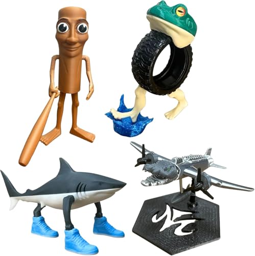 DKIIL NOIYB Tung Tung Tung Tung Sahur, 3D Printed Tralalero Tralala Figure, Italian Brainrot zum Sammeln und Dekorieren, Geschenk für Kinder und Erwachsene (4pcs) von DKIIL NOIYB