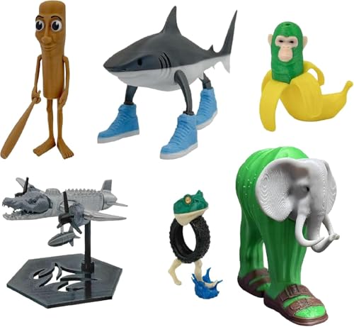 DKIIL NOIYB Tung Tung Tung Tung Sahur, 3D Printed Tralalero Tralala Figure, Italian Brainrot zum Sammeln und Dekorieren, Geschenk für Kinder und Erwachsene (6pcs) von DKIIL NOIYB