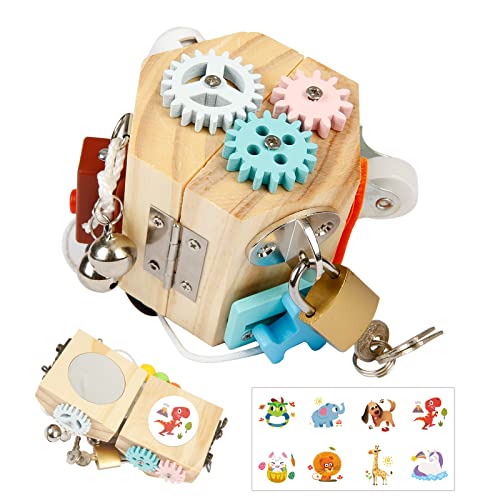 DKINY 13-in-1 Motorikwürfel Holzspielzeug, Aktivitätswürfel Motorikspielzeug, Busy Activity Cube, Fidget Cube Stresswürfel, Aktivitäts Würfel Spielzeug, Montessori Lernspielzeug für Kinder ab 3 Jahren von DKINY