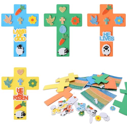 DKINY 24 Stück Ostern Kreuze Bastelset für Kinder Kreuz Mix & Match Deko Anhänger Kreative Kunst und Bastelbedarf zum Basteln mit Moosgummi Teilen Osterdeko zum Basteln für Ostern DKINY 24 Stück Ostern Kreuze Bastelset für Kinder Kreuz Mix & Match Deko Anhänger Kreative Kunst und Bastelbedarf zum Basteln mit Moosgummi Teilen Osterdeko zum Basteln für Ostern von DKINY