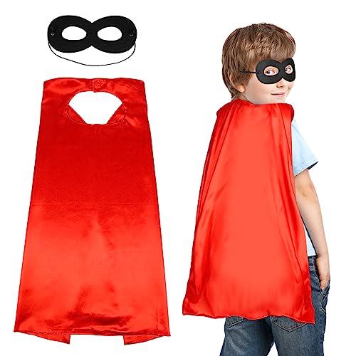 DKINY Halloween Umhang Kinder mit Schwarz Maske Rot Cape Mantel Cosplay Kostüm für Junge Mädchen Halloween Karneval Kindergeburtstag Fasching DKINY Halloween Umhang Kinder mit Schwarz Maske Rot Cape Mantel Cosplay Kostüm für Junge Mädchen Halloween Karneval Kindergeburtstag Fasching von DKINY