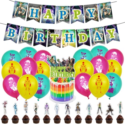 JooJo Themed Geburtstag Dekorationen, DKLQXCE 33 PCS JooJo Bizarre Adventure Party Supplies, JooJo Geburtstagsparty Dekorationen Balloons Banner Cupcake Toppers Luftballon für Kinder Geburtstagsdeko JooJo Themed Geburtstag Dekorationen, DKLQXCE 33 PCS JooJo Bizarre Adventure Party Supplies, JooJo Geburtstagsparty Dekorationen Balloons Banner Cupcake Toppers Luftballon für Kinder Geburtstagsdeko von DKLQXCE