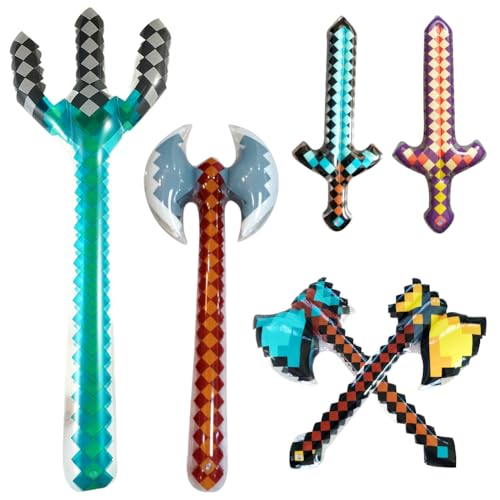 Aufblasbares Schwertspielzeug,6 Stück Aufblasbare Spiel Schwerter, 65cm Aufblasbares Pixel Schwert PVC Kinder Aufblasbares Schwert Pixel Spielzeuge Partyzubehör Kindergeburtstag für Mädchen Jungen von DKLQXCE