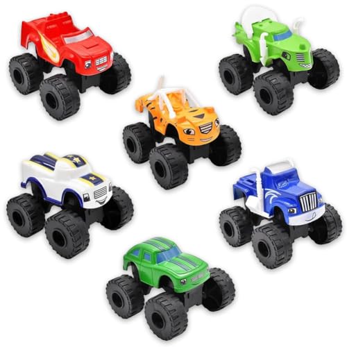 DKLQXCE 6 Stück Blaze Machines, Mini Auto, Blaze Machines Autos Tortendekoration Truck Set Cars Kuchendekoration Bigfoot Offroad von DKLQXCE