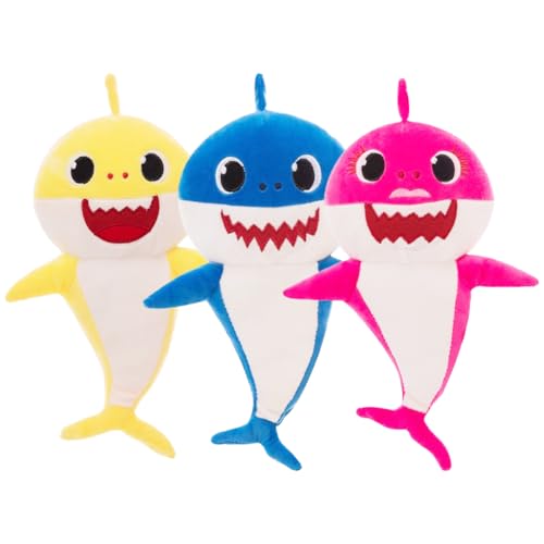 DKLQXCE Baby Shark Plush Toys Spielzeug, Niedliches Hai-Stofftier, Weiches Hai-Stofftier-Umarmungskissen, Plüschtiere für Geburtstag, Valentinstag (Blue, Pink, Yellow 20cm/7.87inch) von DKLQXCE