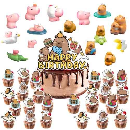 DKLQXCE Capybara Tortendekoration, 43 Stück Mini Capybara Figuren, Mini Figuren Set, Kuchen Dekoration Zubehör, Cartoon Tortendekoration, Kinder Geburtstag Party Torte Deko Supplies DKLQXCE Capybara Tortendekoration, 43 Stück Mini Capybara Figuren, Mini Figuren Set, Kuchen Dekoration Zubehör, Cartoon Tortendekoration, Kinder Geburtstag Party Torte Deko Supplies von DKLQXCE