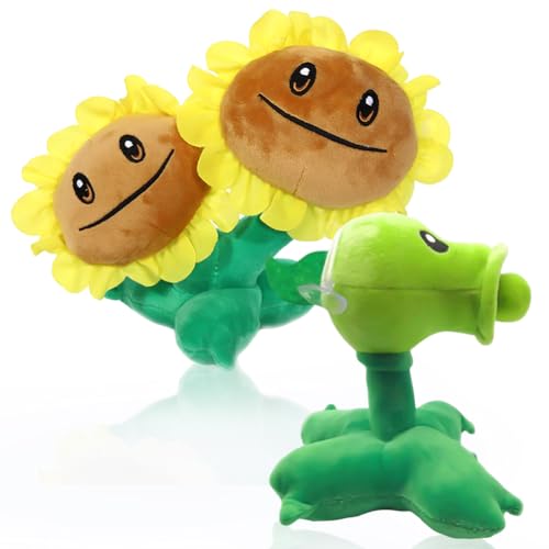 DKLQXCE Plants vs Zombies Kuscheltier, 2 Pcs Pflaanzen Plüsch Figur, Sunflower Plush, Game Plush Toys, Cute Plushies, Soft and Cuddly Plush Christmas Birthday Gifts for Adult Kids von DKLQXCE