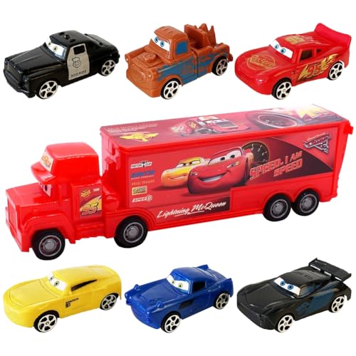 DKLQXCE Spielzeugauto Lightning Cars Autos Set- 6+1 Stück MchmmQueen Spielzeug für Kinder Metall Kinder Mini Die Cast Modellauto Mini Cars Spielzeug Kleine Fahrzeuge Car Toys als Geburtstag Geschenke von DKLQXCE