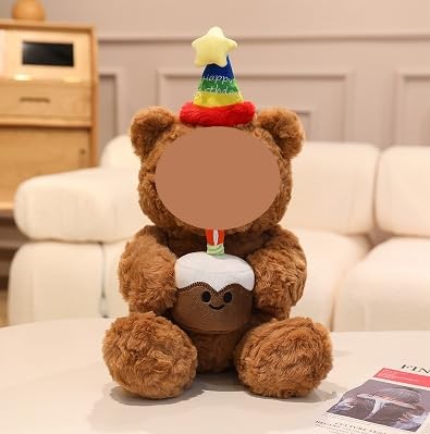 DKLQXCE Teddy Kuscheltier, Teddy mit Hält Geburtstagskuchen und Trägt Einen Geburtstagshut, Süßes Plüschtier Spielzeug für Babyparty Deko, Geschenke für Geburtstag Weihnachten Valentinstag 22cm -A von DKLQXCE