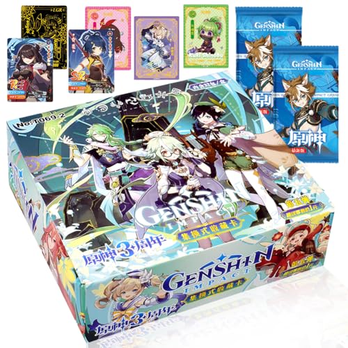Gensshin Impact Anime Games Sammelkarten, DKLQXCE Gensshin Impact Karten, Gensshin Impact Card Booster Edition Kartenspiel Sets Games Karten Packs Trading Cards Booster Box als Sammlung 32-Packungen von DKLQXCE