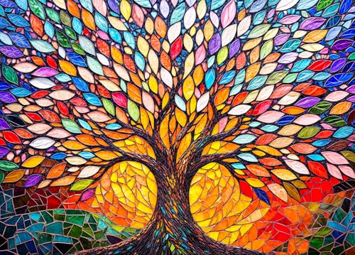 Colorful Tree Jigsaw Puzzle 1000 Teile Erwachsene Mosaic Colorful Leaves Puzzle Erwachsene 1000 Teile Puzzles von DKijoys