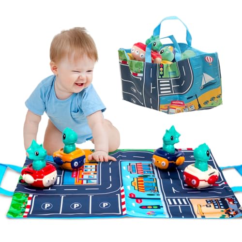 Press and Go Autos für Kleinkinder 4er Pack Dinosaurier Rennwagen Spielzeug Baby Push Go Reibung Auto Set Geburtstagsgeschenke für 1-2 Jahre Alten Jungen Press and Go Autos für Kleinkinder 4er Pack Dinosaurier Rennwagen Spielzeug Baby Push Go Reibung Auto Set Geburtstagsgeschenke für 1-2 Jahre Alten Jungen von DLAGOMLIFE