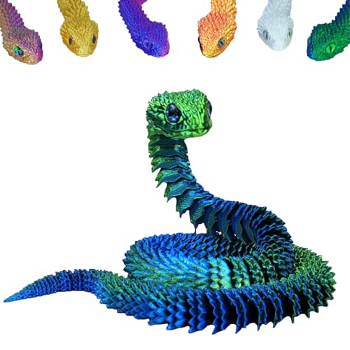 DLAIUSMALL 3D gedrucktes Schlangenspielzeug, realistisches bewegliches Schlangen-Zappelspielzeug, Schreibtischdekoration, mit schlangenförmigen Gelenken für Autismus/ADHD (grün) von DLAIUSMALL