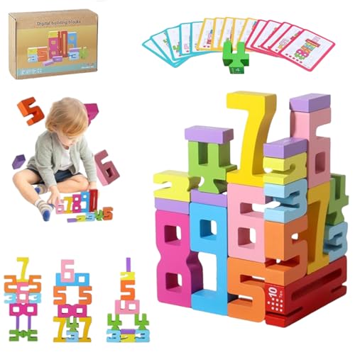 20PCS hölzerne Nummer Bauklötze,Nummer Blöcke Spielzeug,Gebäude Spielzeug für Kinder 3-5,Natürliche Non-Toxic Math Learning Toys von DLAIUSMALL