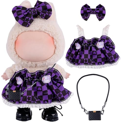 for Labubu Doll Clothes Set 3pcs for 15cm/17cm Dolls - Stylish Outfits & Accessories (No Doll) Included, Birthday Gift for Girls, Boys, Collectors (Style 4) von DLAYLQZG