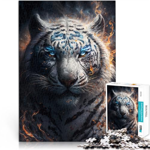 1000-Teile-Puzzle für Erwachsene. EIN Wilder weißer Tiger lustige Familienspiele 50 x 75 cm Künstlersammlung bildende Kunst für Teenager ab 14 Jahren von DLBHSG