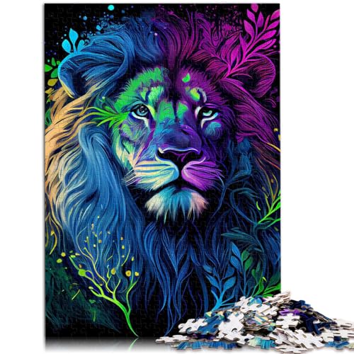 1000-teiliges Puzzle für Erwachsene Abstrakter farbenfroher Löwe anspruchsvolles Spiel Puzzles 50 x 75 cm anspruchsvolles Spiel und Familienspiel für 14-Jährige von DLBHSG