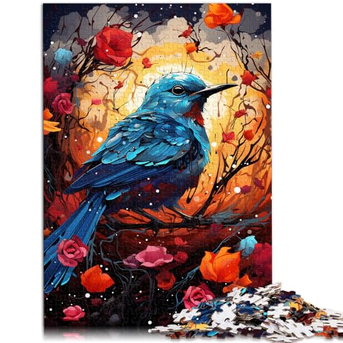 1000-teiliges Puzzle für Erwachsene Blauvogel und Blumen anspruchsvolles Spiel 50 x 75 cm geeignet als Schreibtischdekoration für 14-Jährige von DLBHSG