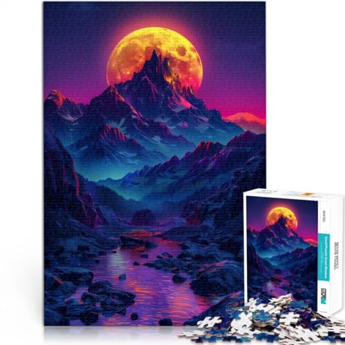 1000-teiliges Puzzle für Erwachsene Bunte Berge bei Nacht Stressabbau 50 x 75 cm Stressabbau Staycation Zeit totschlagen von DLBHSG