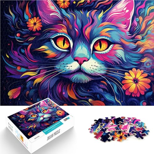 1000-teiliges Puzzle für Erwachsene Bunte Katzen Lernspiel Herausforderungsspielzeug 26 x 38 cm ganze Familie ab 14 Jahren von DLBHSG