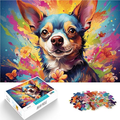 1000-teiliges Puzzle für Erwachsene Chihuahua-Hundekunst Quizspiel 50 x 75 cm mit passendem Poster und Quizblatt für Teenager ab 14 Jahren von DLBHSG