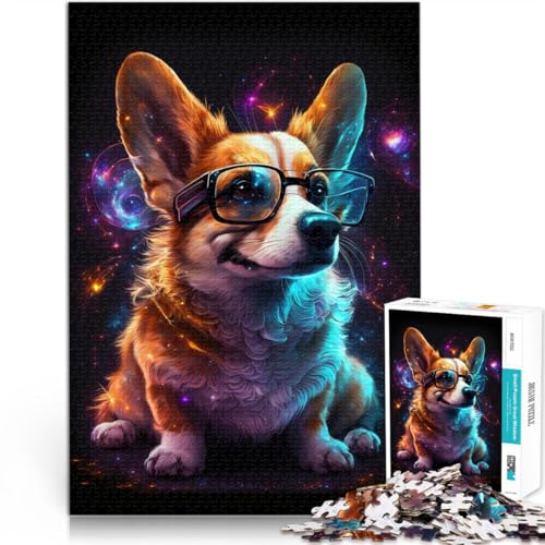 1000-teiliges Puzzle für Erwachsene Corgi mit Brille Lernspielzeug 50 x 75 cm Geburtstagsgeschenk Geschenke Wandkunst von DLBHSG