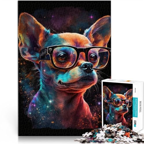 1000-teiliges Puzzle für Erwachsene Cosmic Chihuahua-Brille Handgeschwindigkeitswettbewerb 50 x 75 cm Lernspiel für Geburtstag Weihnachten von DLBHSG