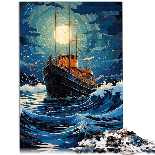 1000-teiliges Puzzle für Erwachsene EIN kleines Boot im Meer anspruchsvolles Spielspielzeug 50 x 75 cm geeignet als Schreibtischdekoration für 14-Jährige von DLBHSG