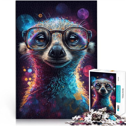 1000-teiliges Puzzle für Erwachsene Erdmännchen mit Brille Spielzeug Lernspiele Stressabbau 50 x 75 cm fördert die Liebe zwischen Paaren von DLBHSG